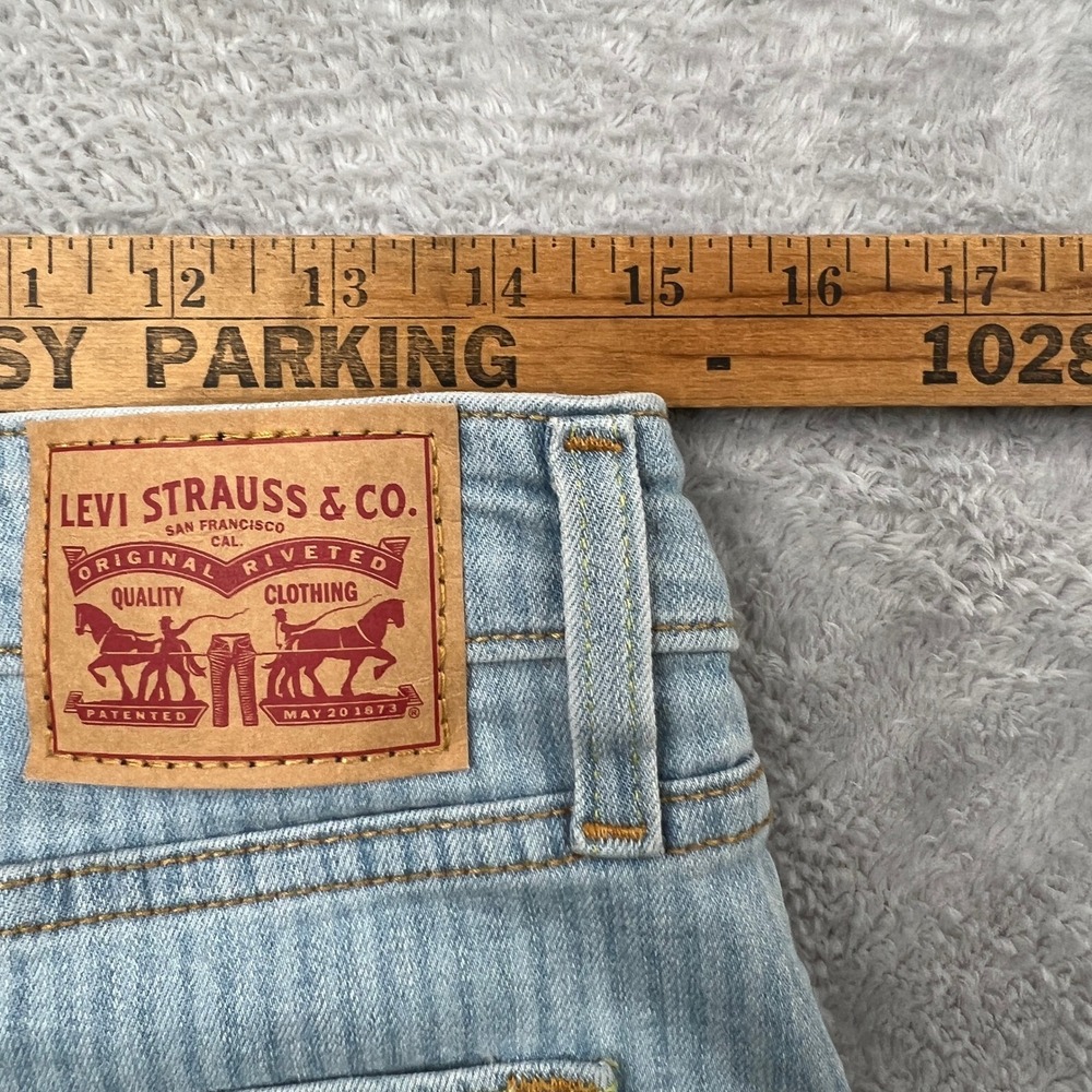 Levi's 726 High Rise Flare Jeans Size 31 Light Blue Women Pinstripe Retro Boho - Picture 8 of 14